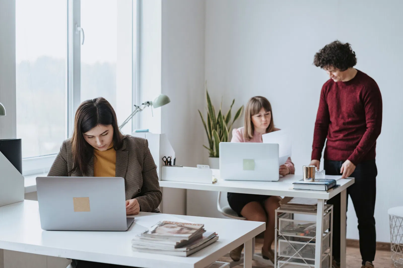 Profesionales revisando documentación en una oficina